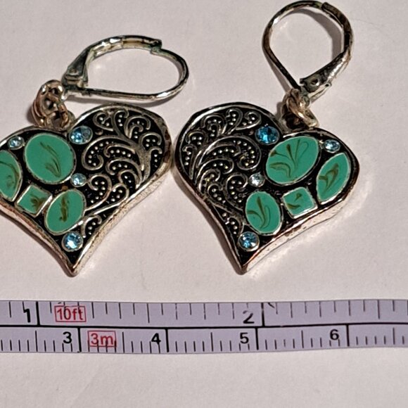 heart earrings silver and turquoise color - Picture 7 of 7